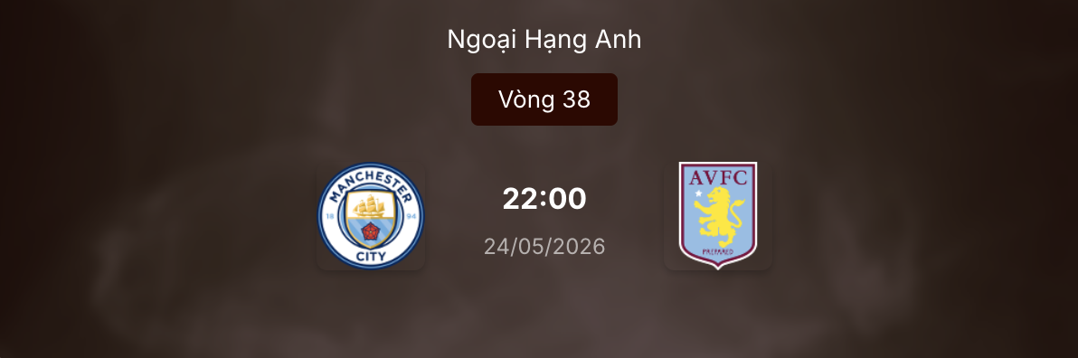 Dự đoán tỷ lệ kèo: Man City đối đầu Aston Villa lúc 22h ngày 24/5/2026