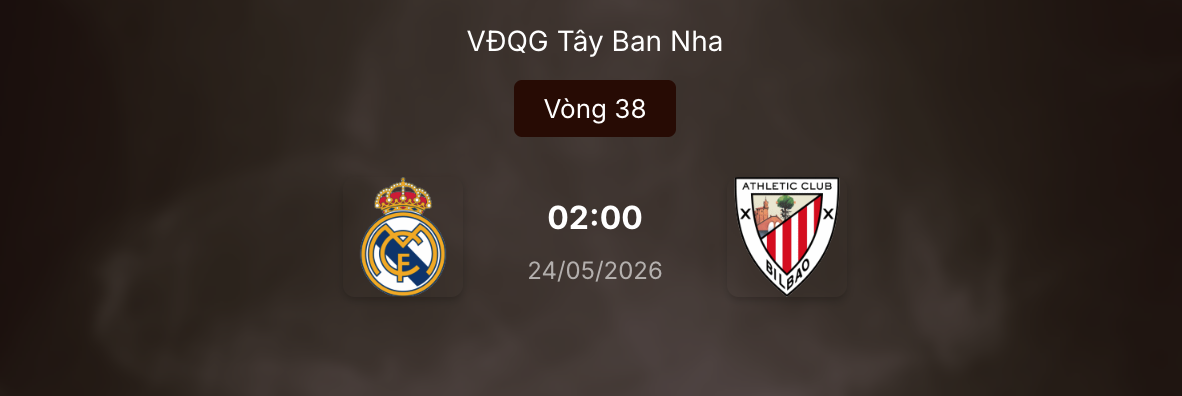 Kèo bóng đá: Real Madrid vs Bilbao 2h ngày 24/5/2026